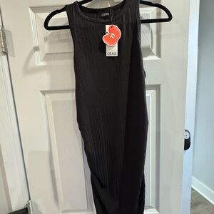 Cider Black Ribbed Sleeveless Dress